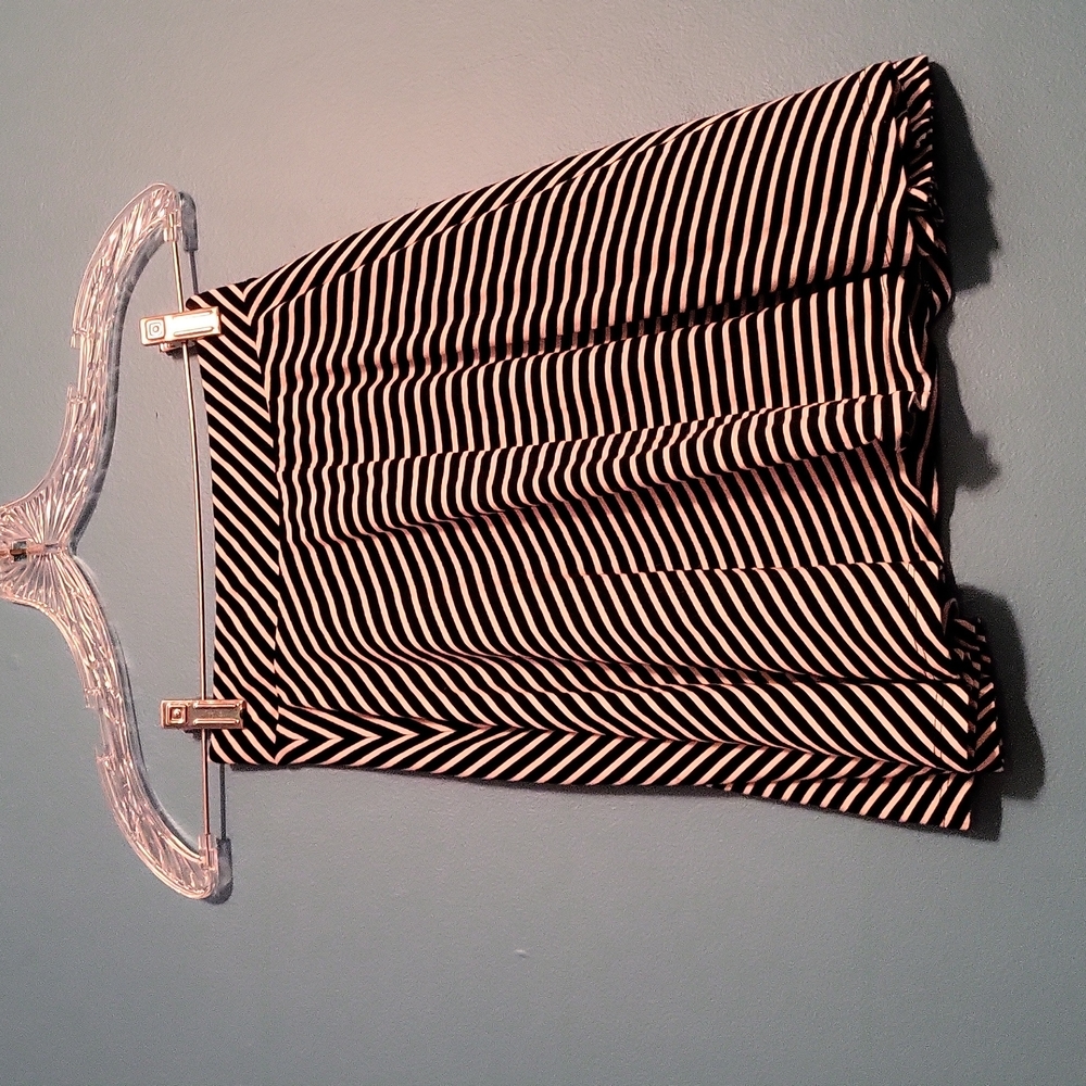Black White Striped Skirt